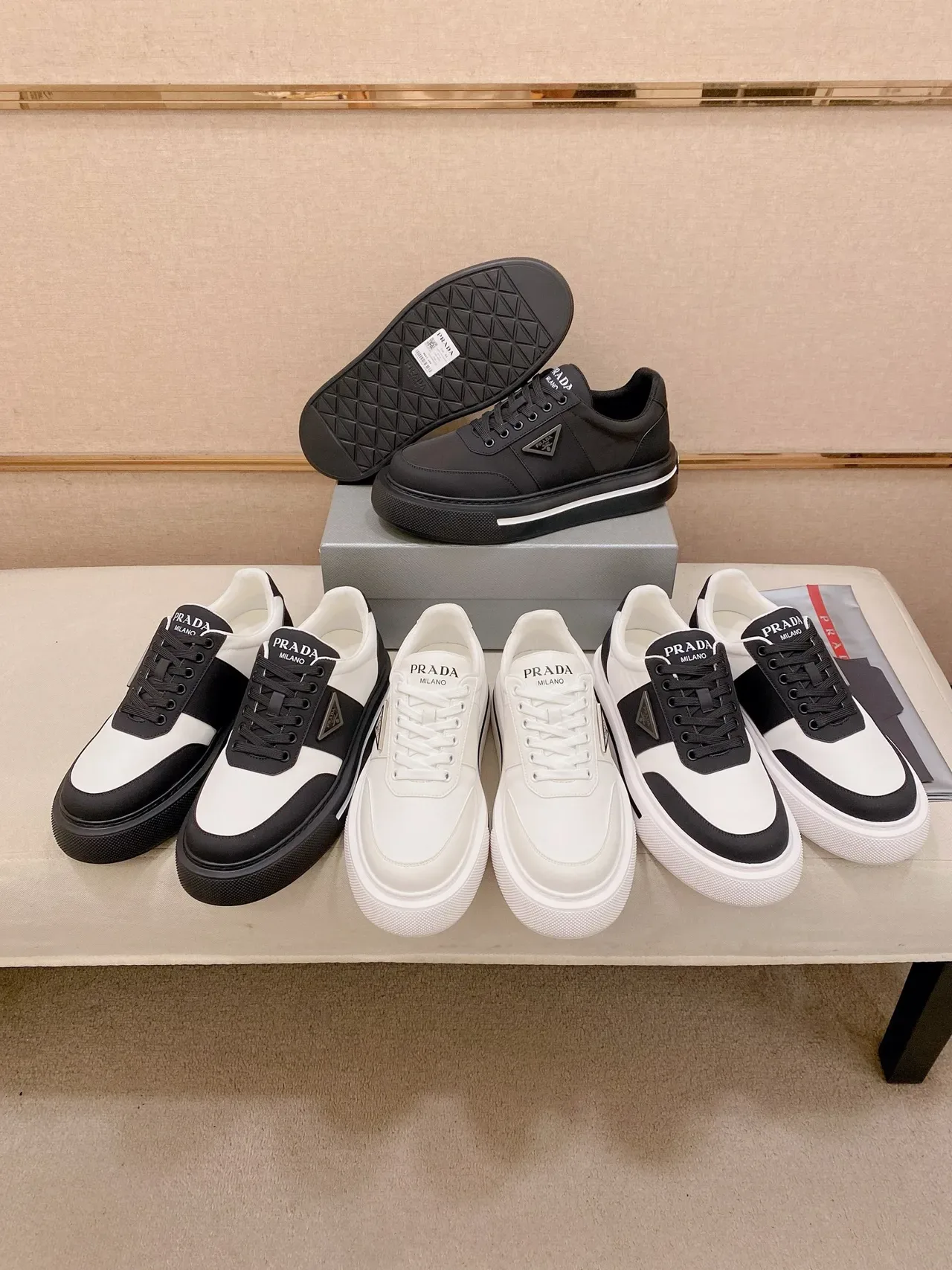 Prada Cloudbust Black Leather Platform Lifestyle Sneakers 2