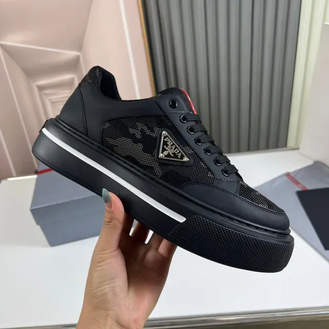 Prada Cloudbust Black Mesh and Leather Platform Lifestyle Sneakers 4
