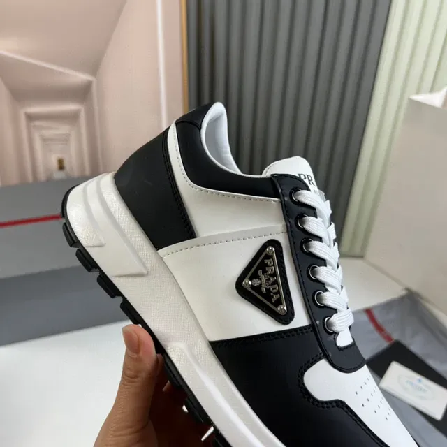Prada Cloudbust Black White Color-Blocked Leather Upper Lifestyle Sneakers 3