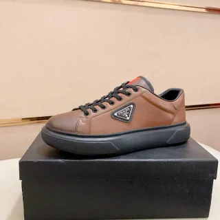 Prada Cloudbust भूरी चमड़े की लाइफस्टाइल स्नीकर्स