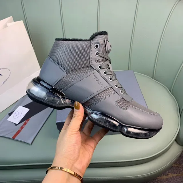 Prada Cloudbust Cinza Preto High-Top Malha e Sintético Lifestyle Sneakers 4
