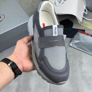 Prada Cloudbust Gray Mesh and Suede Slip-On Lifestyle Sneakers