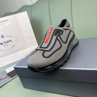 Prada Cloudbust Gray Mesh Slip-On Lifestyle Sneakers