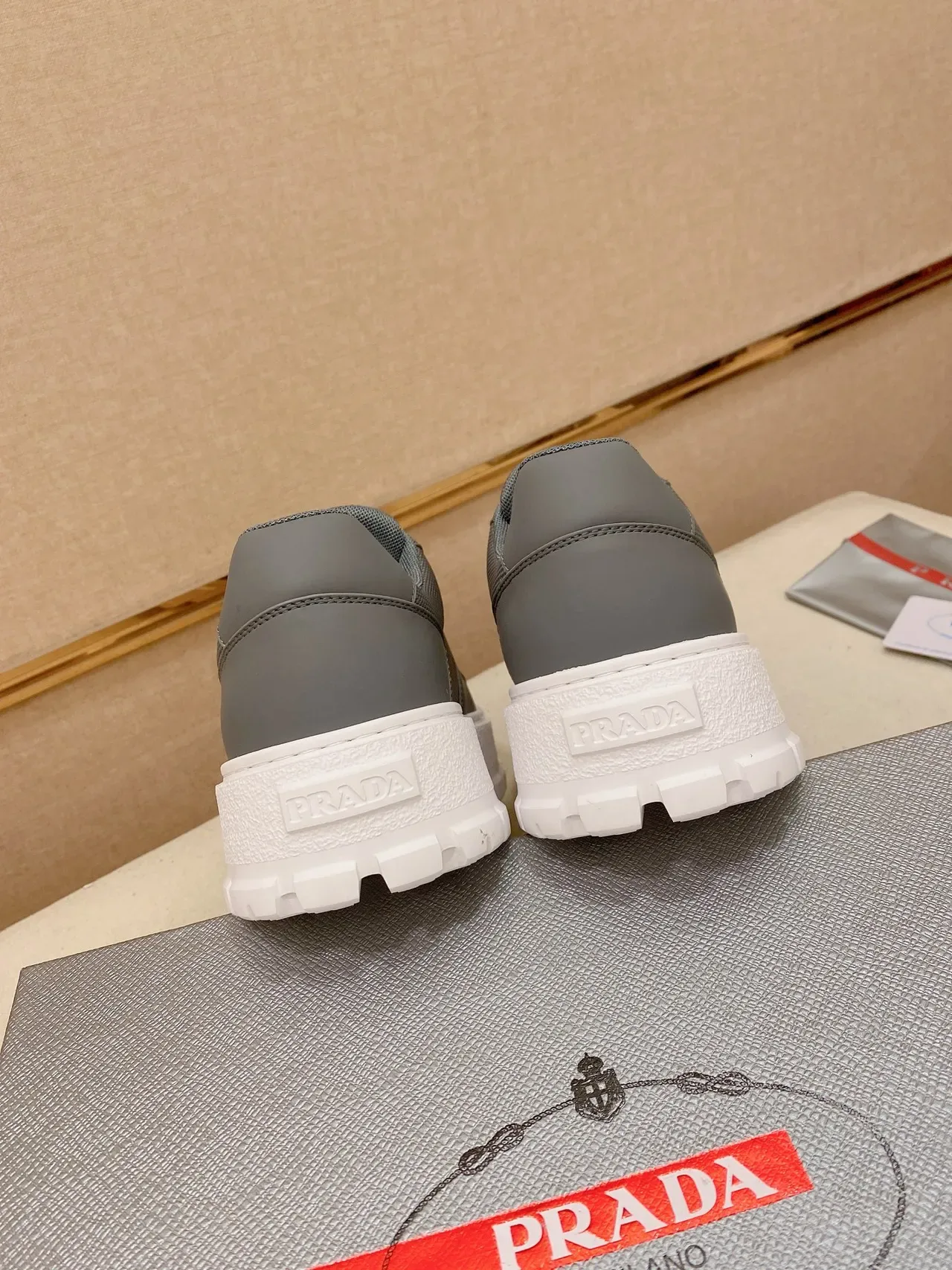 Prada Cloudbust Gray Mesh-Synthetic Platform Chunky Sneakers 3
