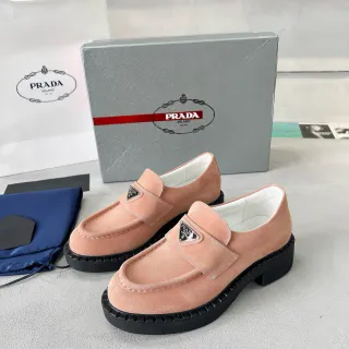 Prada Cloudbust Loafer Dusty Pink Suede Platform Loafers