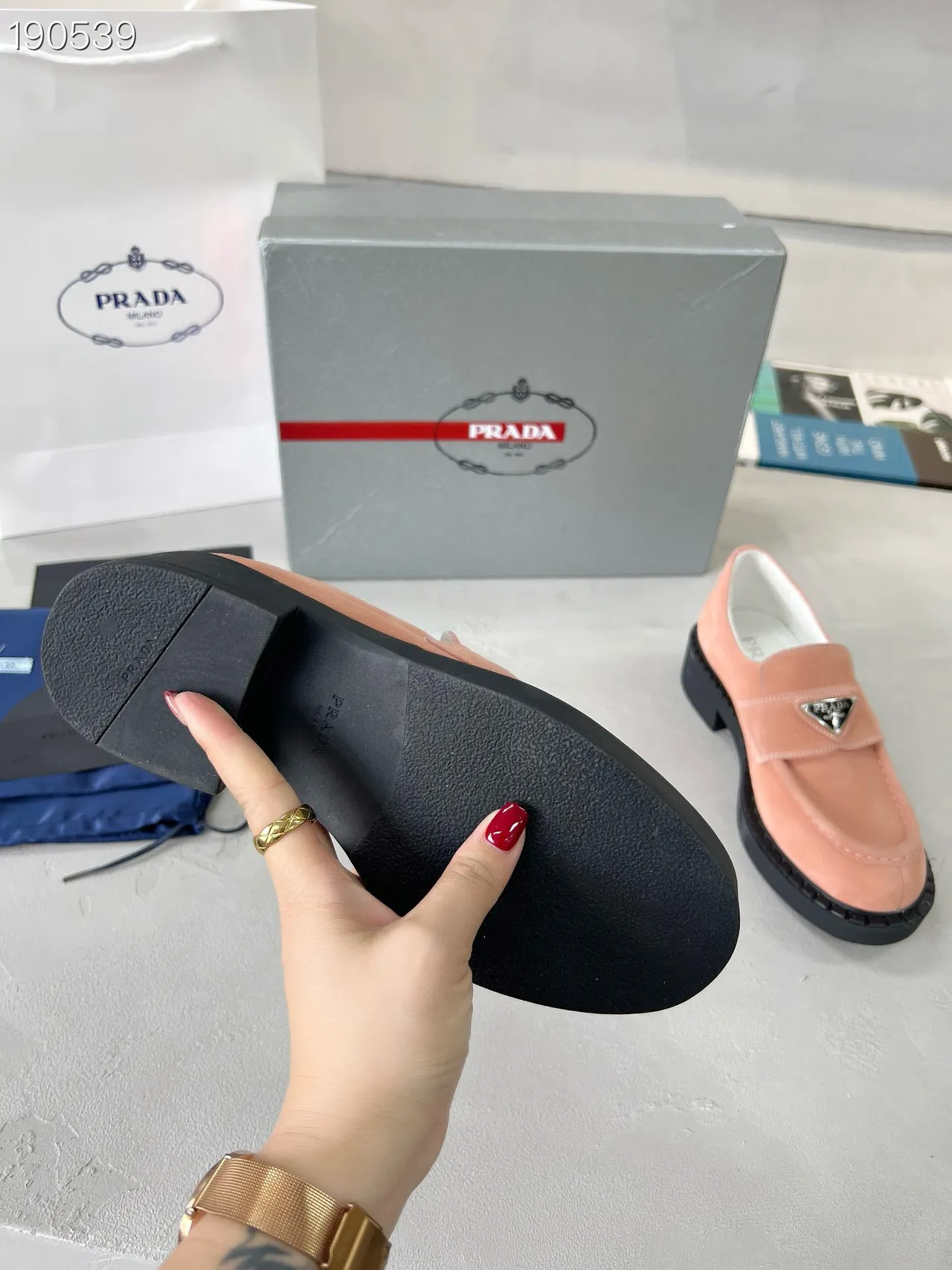 Prada Cloudbust Loafer camurça rosa pó plataforma loafers 2