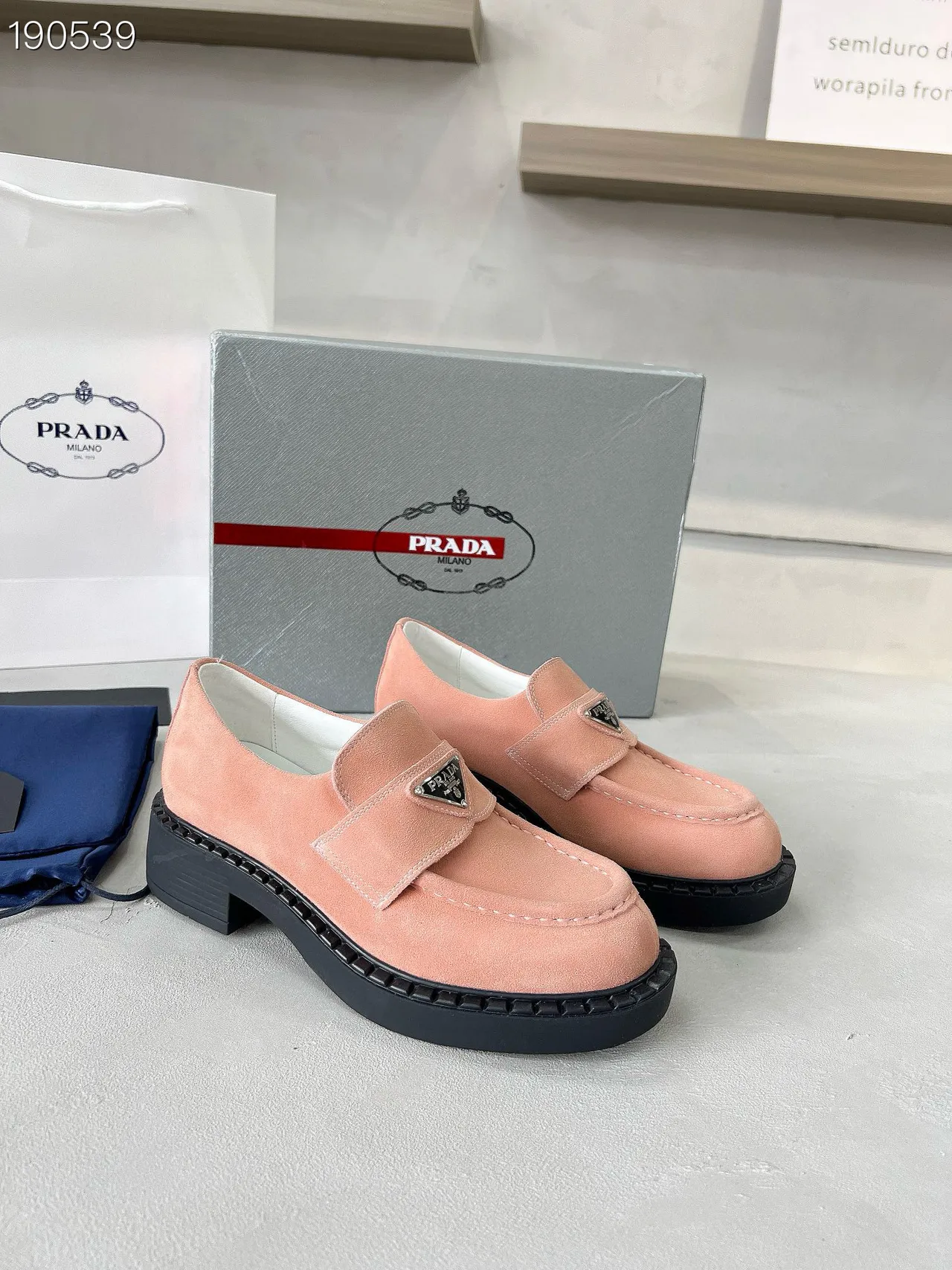 Prada Cloudbust Loafer camurça rosa pó plataforma loafers 6