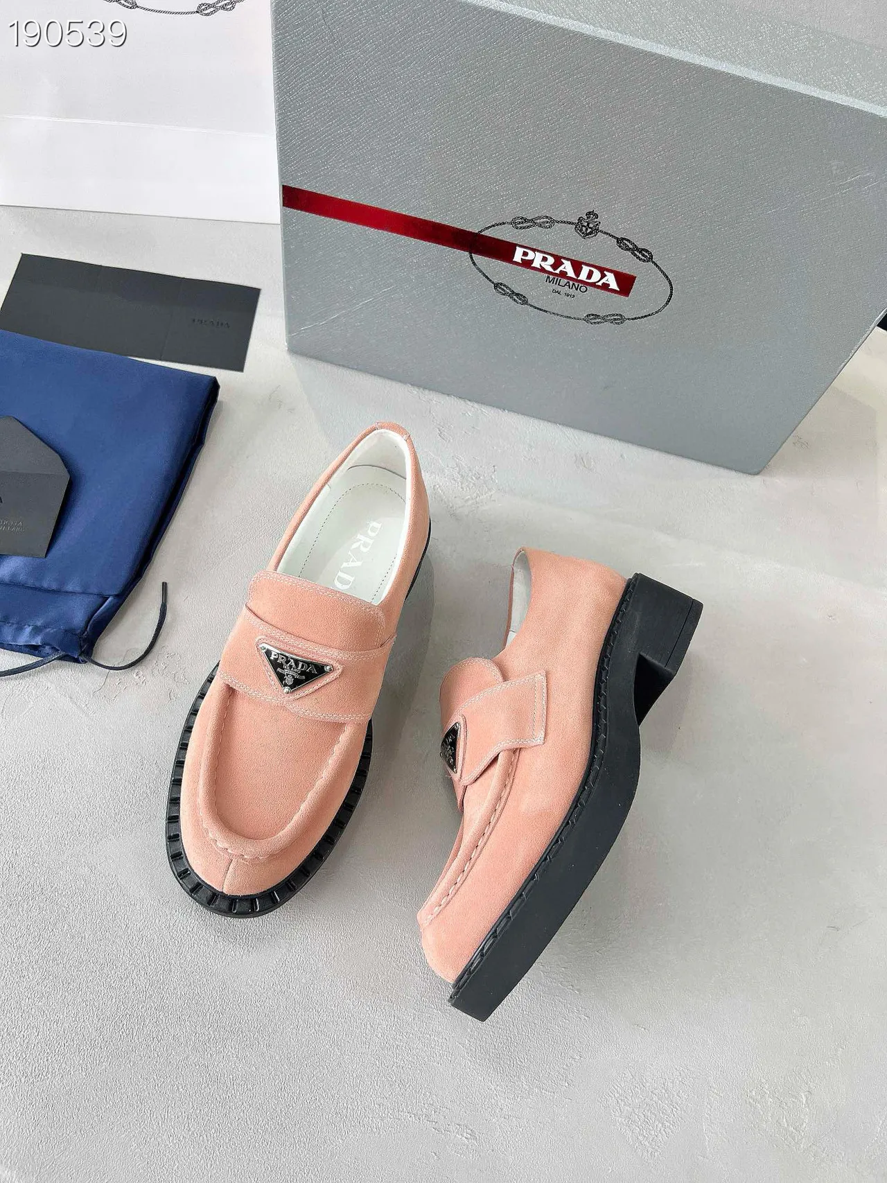 Prada Cloudbust Loafer camurça rosa pó plataforma loafers 7