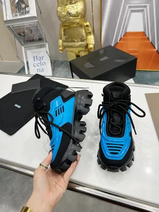 Prada Cloudbust Runner Black and Cyan Blue Chunky Sneakers 3