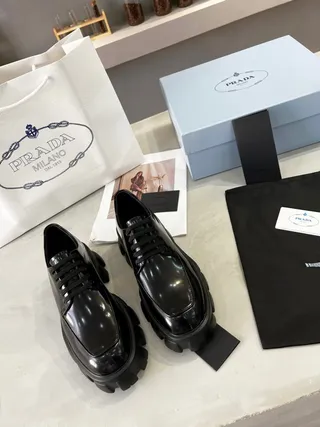 Prada Cloudbust Thunder Black Patent Leather Oxford Shoes 3