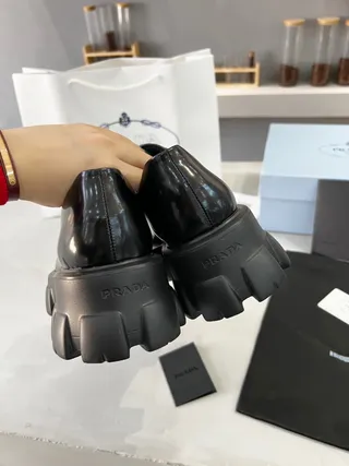 Prada Cloudbust Thunder Black Patent Leather Oxford Shoes 5