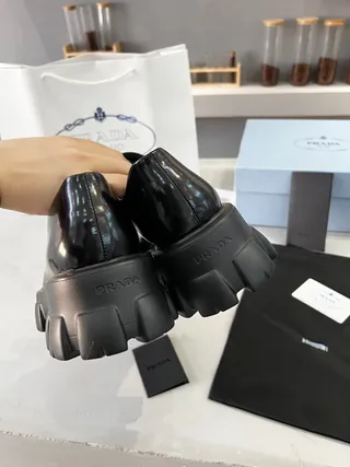 Prada Cloudbust Thunder Black Patent Leather Oxford Shoes 6