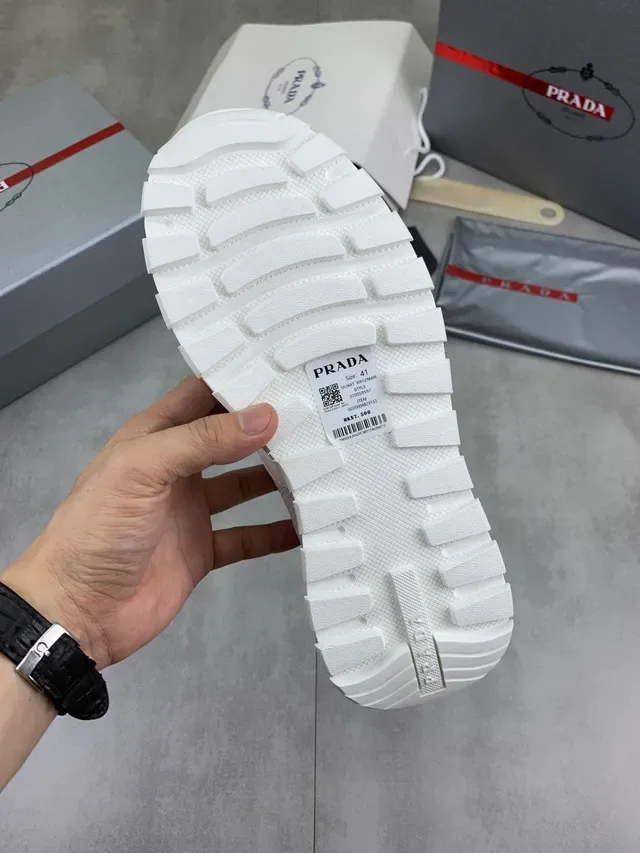 Prada Cloudbust White and Beige Mesh Suede Chunky Sneakers 2