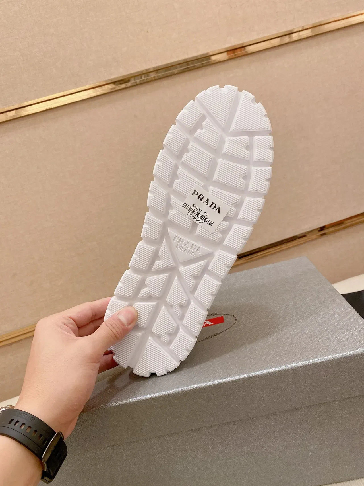 Prada Cloudbust White Beige Platform Sole Mesh-and-Leather Upper Chunky Sneakers 2