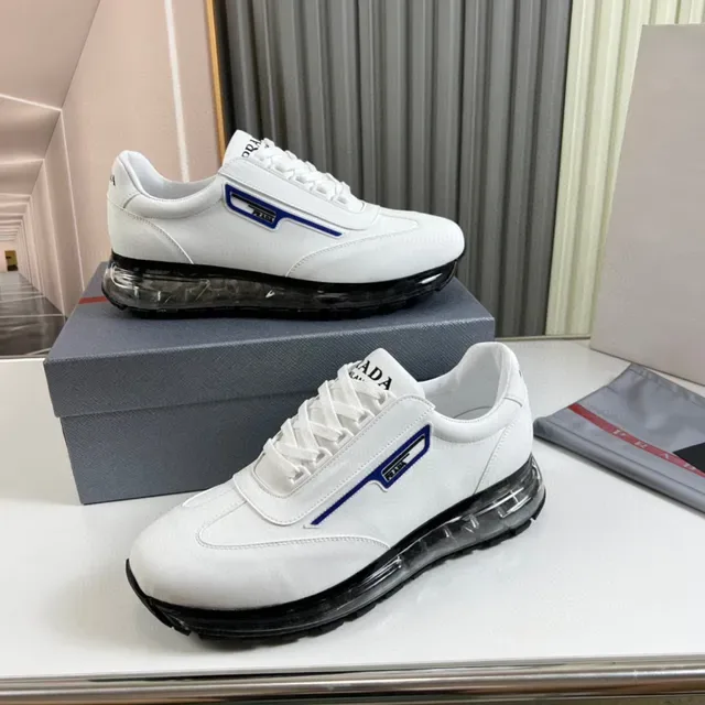 Prada Cloudbust White Blue Leather Upper Logo Stripe Lifestyle Sneakers 7