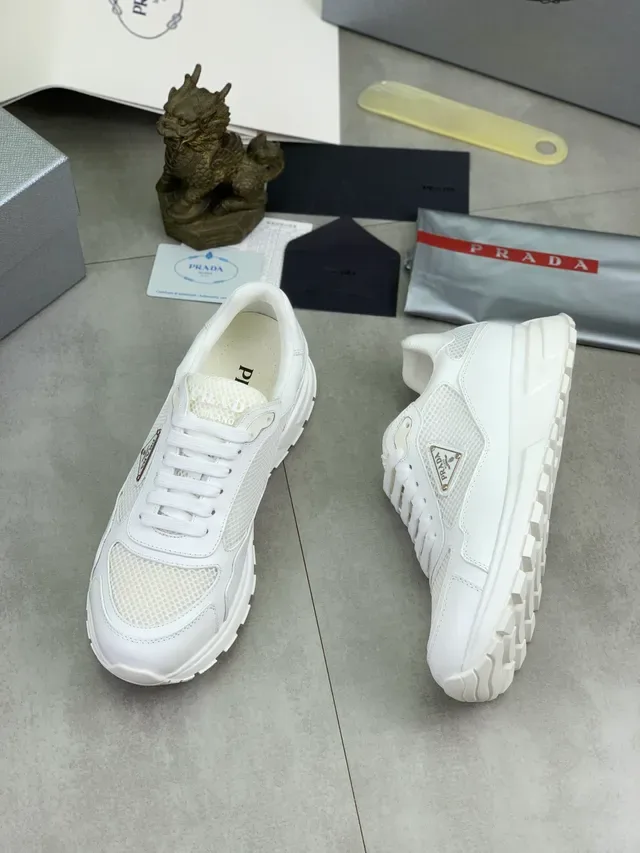 Prada Cloudbust White Leather and Mesh Chunky Sneakers 5