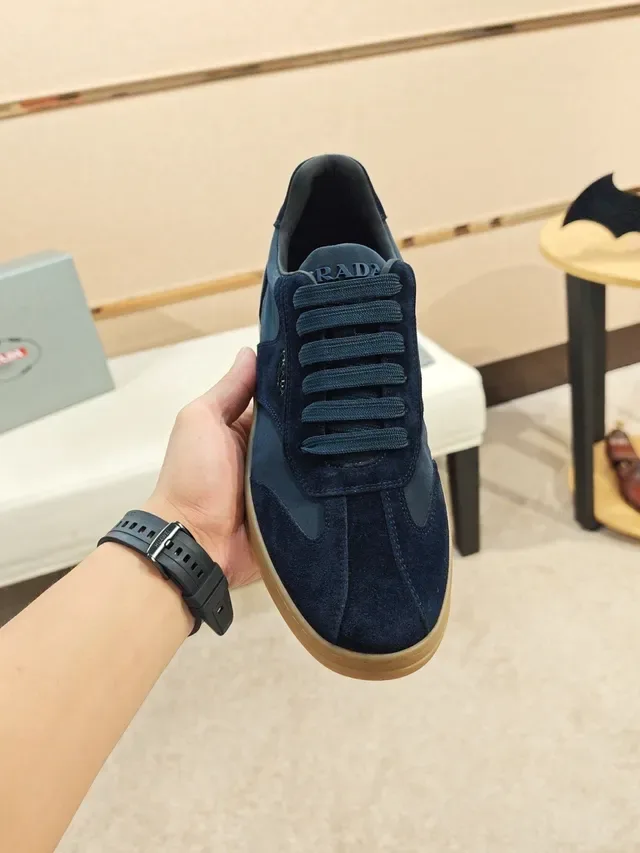 Prada Navy Suede and Nylon Lifestyle Sneaker 5