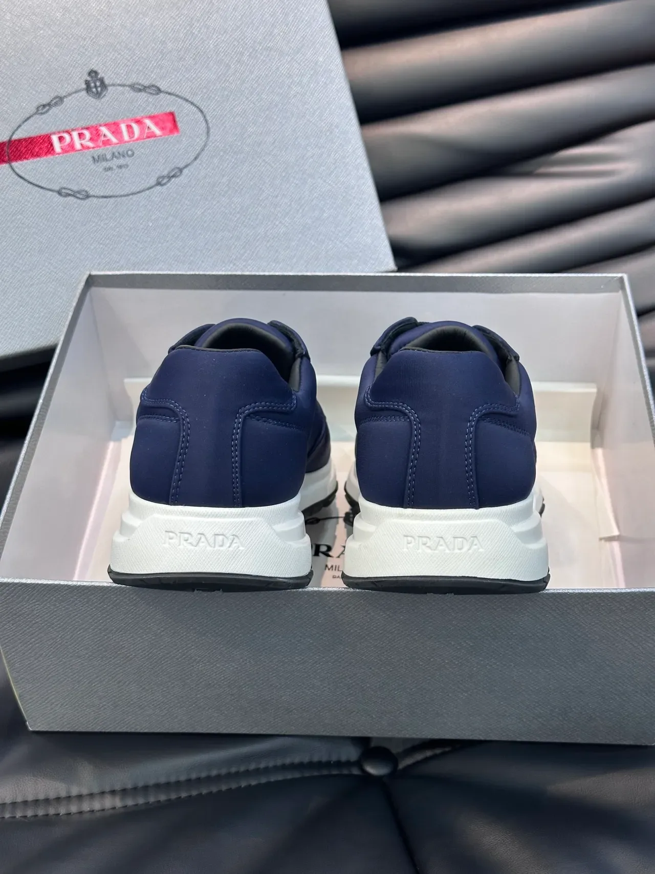 Prada Sneakers Lifestyle Navy White Upper Nylon Midsole Sculpté 3