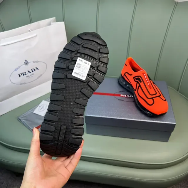 برادا سينيكرز lifestyle برتقالي أسود تريكو slip-on oversized logo 2