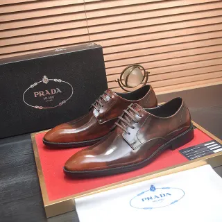 Prada চকচকে বাদামি ক্যাপ-টু অক্সফোর্ড জুতা