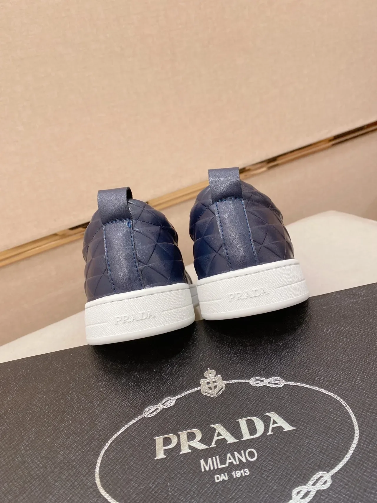 Prada Quilted Leather and Suede Low-Top Lifestyle Sneakers 3