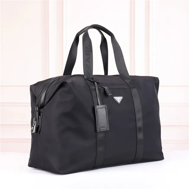 Prada Re-Nylon Bolso Boston Negro con Asas de Cinta Estructurada 8