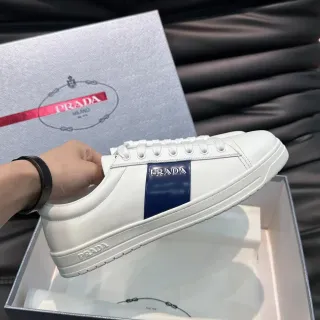 Prada White and Navy Stripe Lifestyle Sneakers