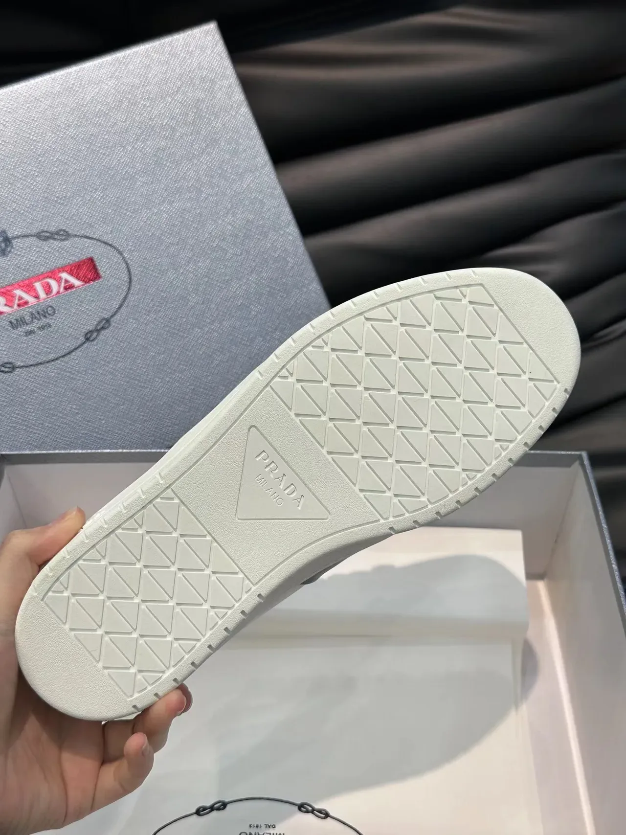 Prada White and Navy Stripe Lifestyle Sneakers 3