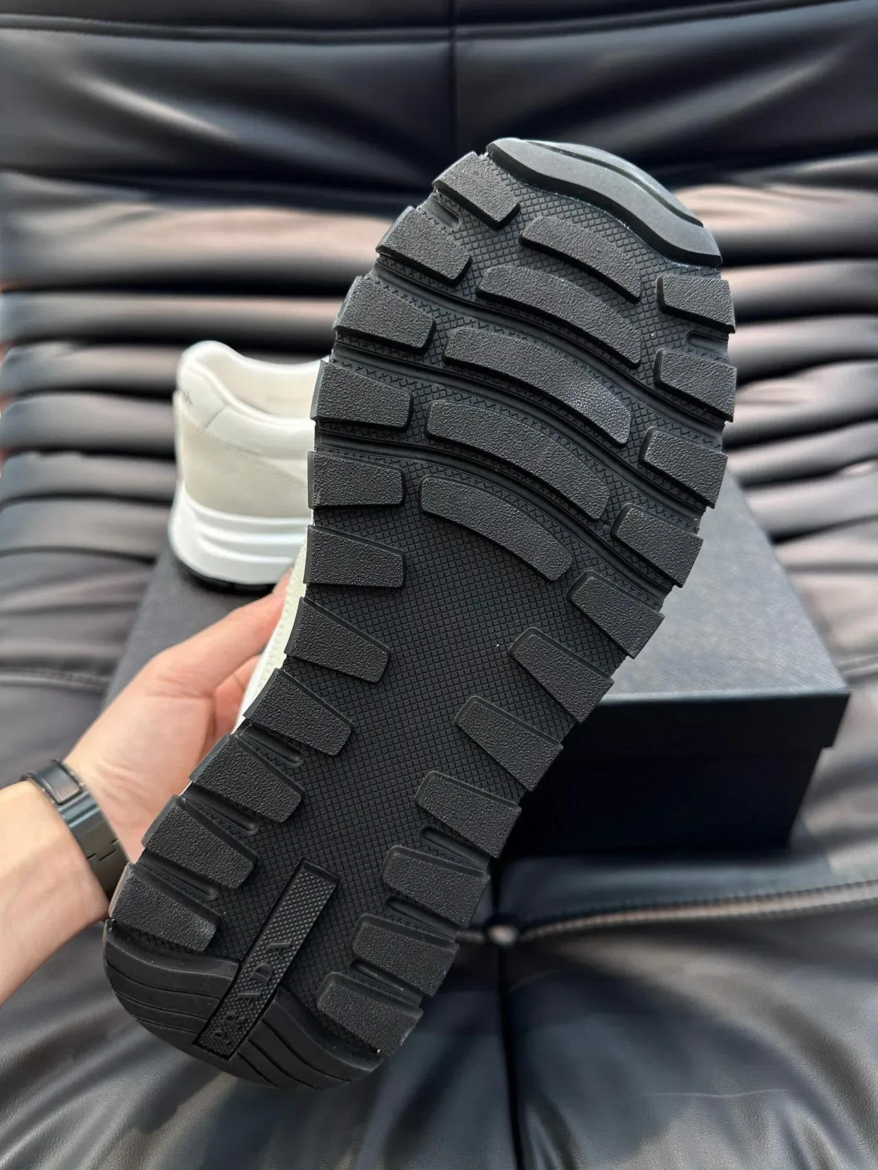 Prada White Perforated Toe Lifestyle Sneakers 3