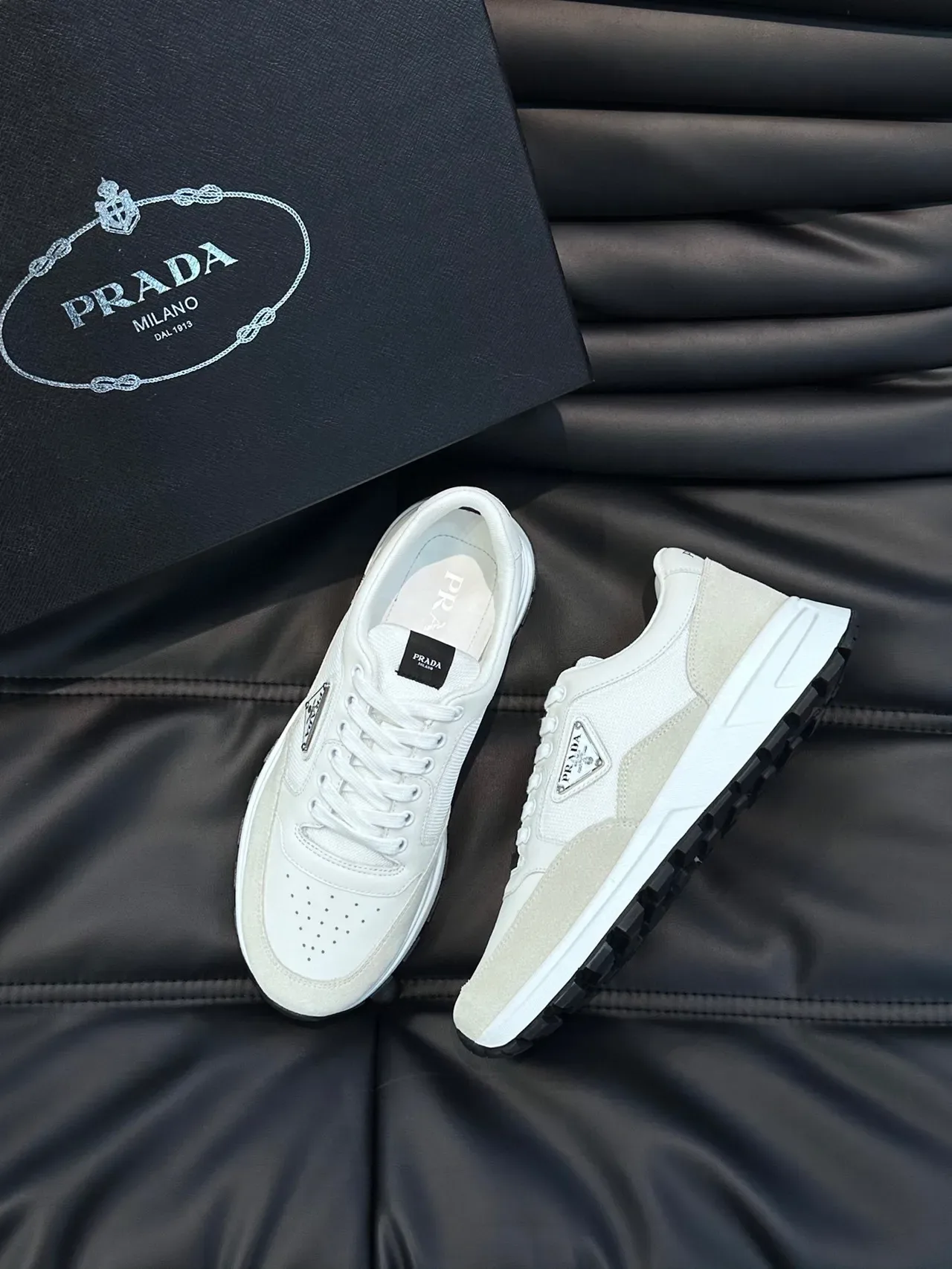 Prada White Perforated Toe Lifestyle Sneakers 7