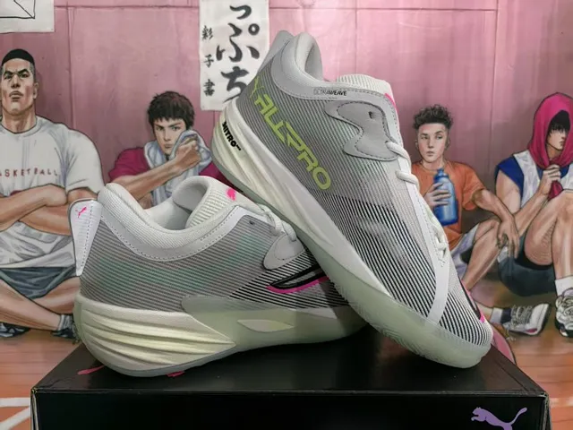 Puma ALLPRO Gray White Lime Green Pink Basketball Shoes 2