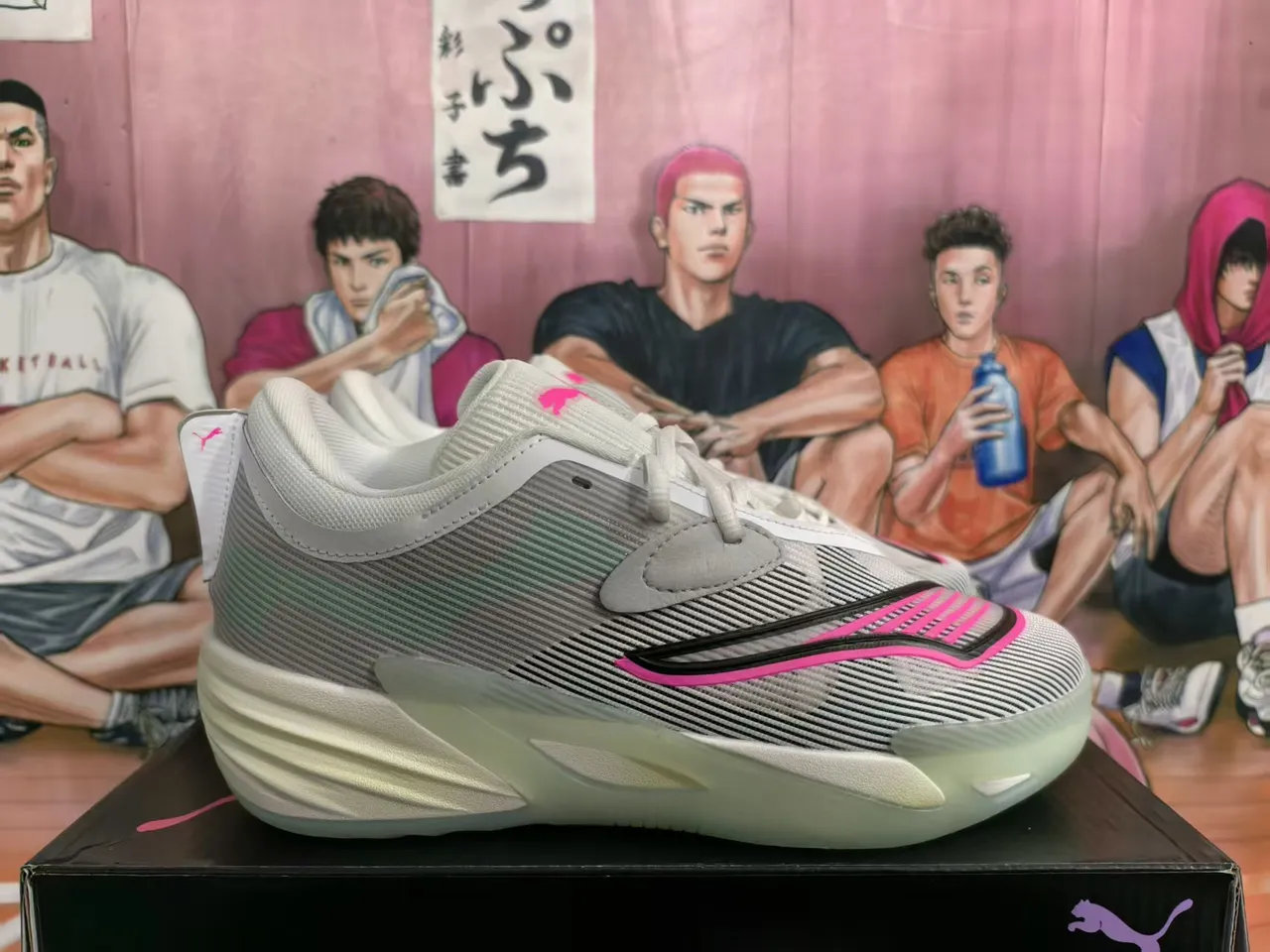 Puma ALLPRO Gray White Lime Green Pink Basketball Shoes 3