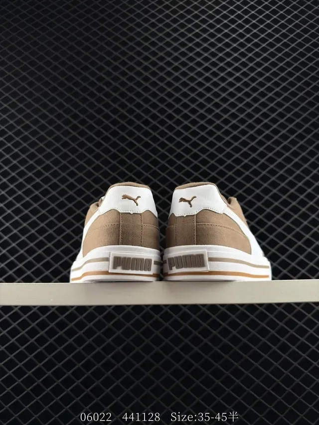 Puma Court Low Tan and White Canvas Lifestyle Sneakers 3
