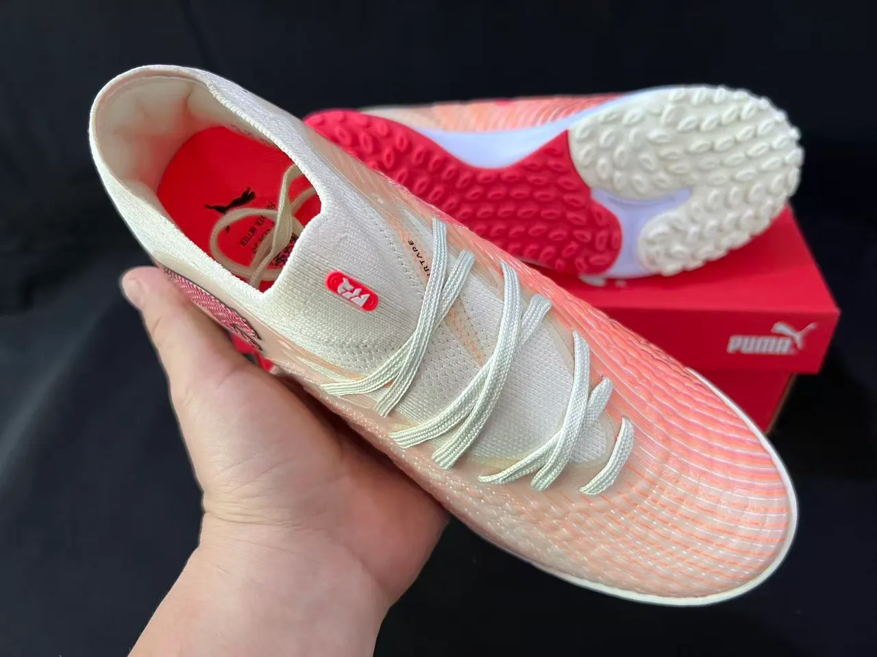 Puma Future Z Beige Pink أعلى التريكو شبكة التدرج العشب الاصطناعي أحذية كرة القدم 5