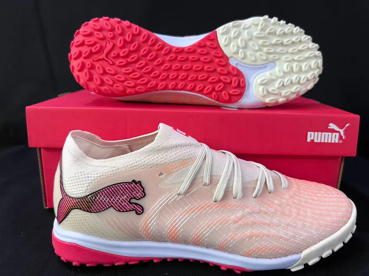 Puma Future Z Beige Pink أعلى التريكو شبكة التدرج العشب الاصطناعي أحذية كرة القدم 7
