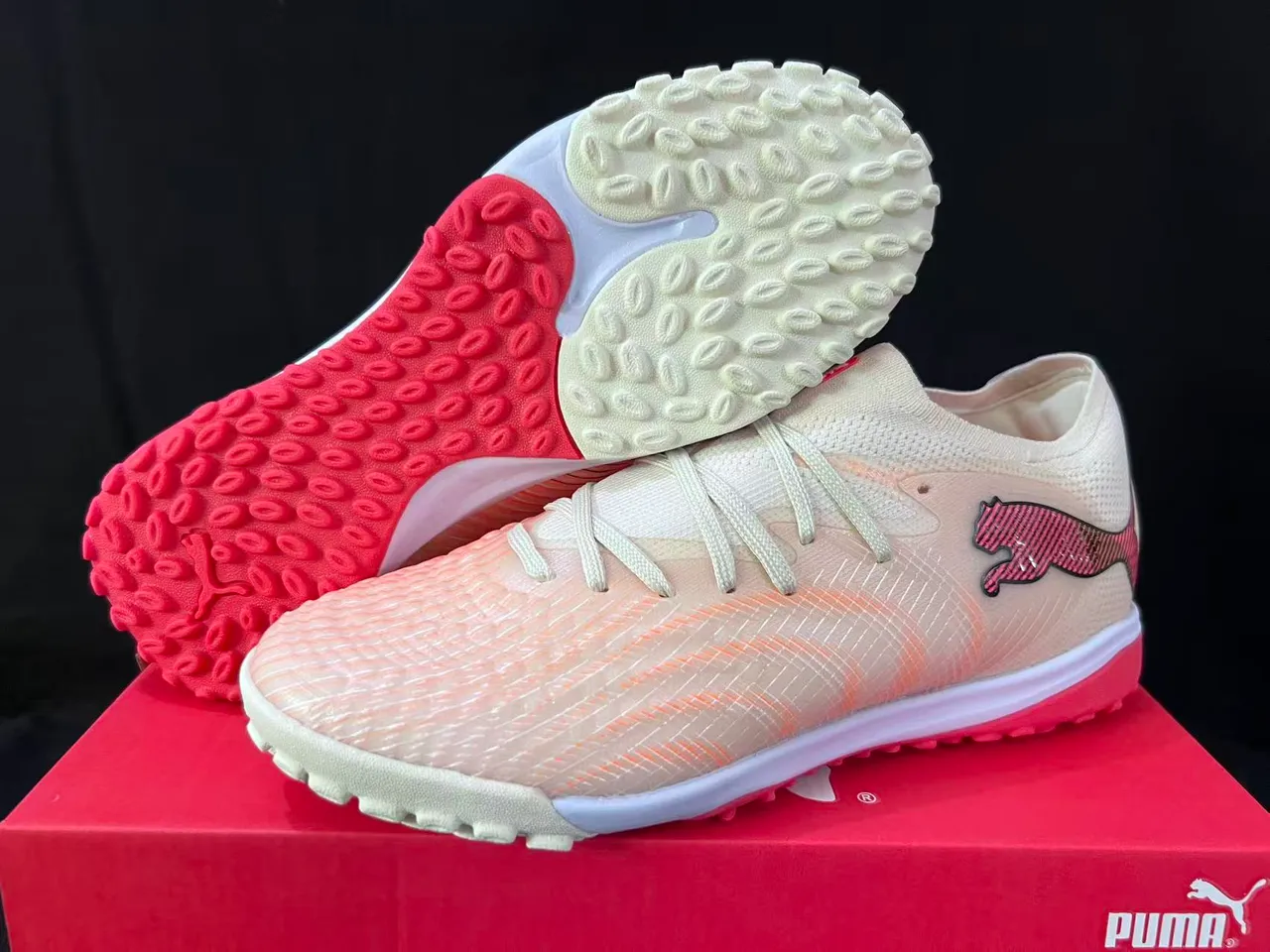 Puma Future Z Beige Pink أعلى التريكو شبكة التدرج العشب الاصطناعي أحذية كرة القدم 8