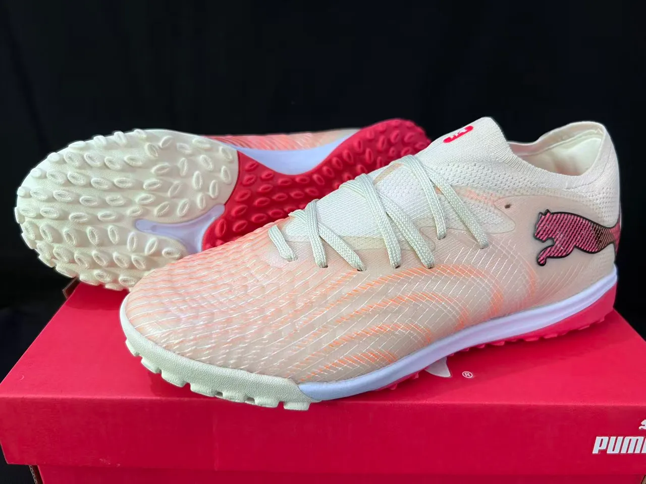 Puma Future Z Beige Pink أعلى التريكو شبكة التدرج العشب الاصطناعي أحذية كرة القدم 9