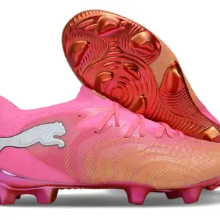 Puma Future Z 粉橙 低帮 系带 纹理合成鞋面 草地足球鞋