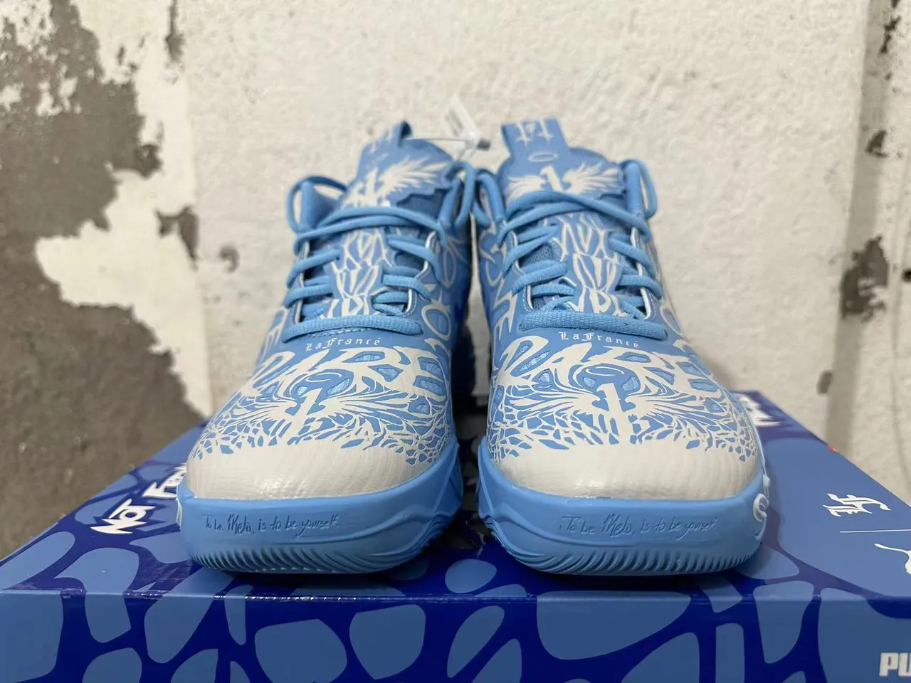 Puma MB.01 Azul Branco High-Top Sola Intermediária com Onda Esculpida Tênis de Basquete 3