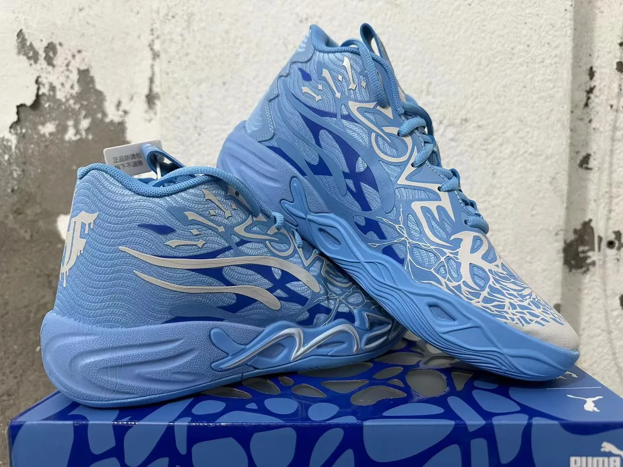 Puma MB.01 Azul Branco High-Top Sola Intermediária com Onda Esculpida Tênis de Basquete 5