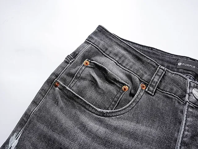 Purple Brand Distressed Paint-Splatter Slim-Fit Gray Jeans 13