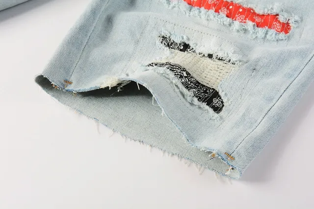 Shorts distressed patchwork bandana de Purple Brand 6