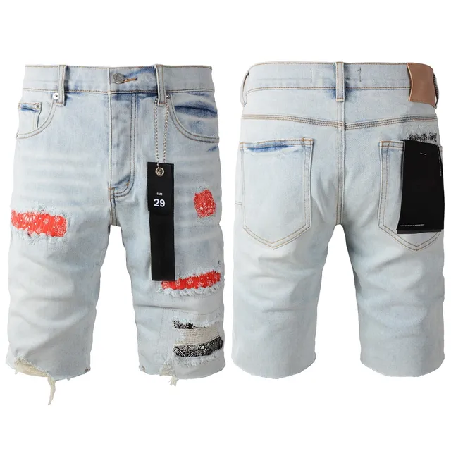 Shorts distressed patchwork bandana de Purple Brand 19