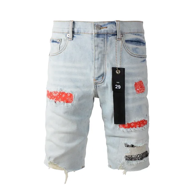 Shorts distressed patchwork bandana de Purple Brand 23