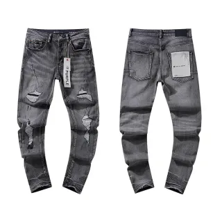 Purple Brand Distressed Slim-Fit Washed Gray Jeans
