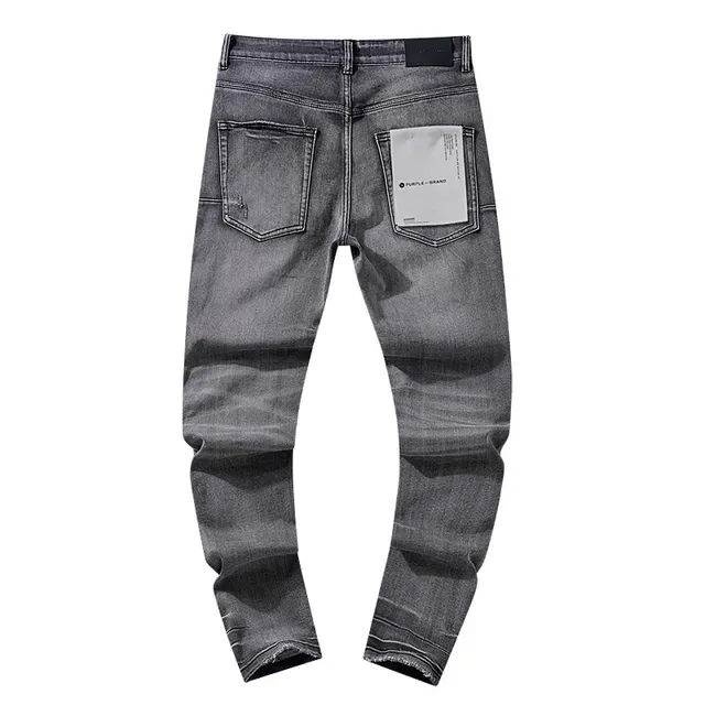 Jeans Purple Brand Distressed Slim Fit Gris Lavado 3