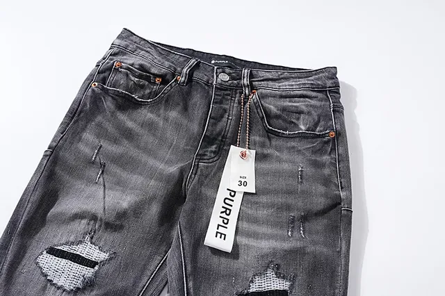 Jeans Purple Brand Distressed Slim Fit Gris Lavado 4