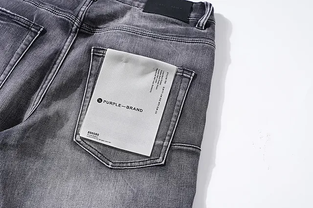 Jeans Purple Brand Distressed Slim Fit Gris Lavado 7