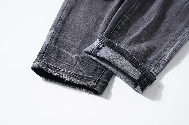 Jeans Purple Brand Distressed Slim Fit Gris Lavado 8