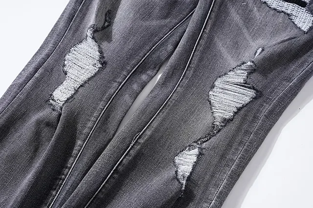Jeans Purple Brand Distressed Slim Fit Gris Lavado 10